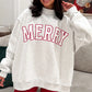Gray MERRY Embroidered Letter High Neck Tunic Pullover Sweatshirt