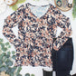 Long Sleeve Sarah Ruffle Top - Navy Autumn Petals