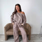 PREORDER: Relaxed Terry Wide Leg Pants in Toasted Toffee Leopard// eta Nov - Early Dec