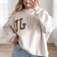 SHIPS FREE TODAY // WWJD Mixed Pattern Embroidered Mock Neck Sweatshirt - Gray