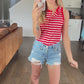 Classic Red Stripe Ribbed Tank