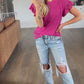 [6 colors] Ruffle Sleeve Round Neck Top