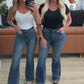 High Rise Tummy Control Frayed Hem Flare Jeans - Judy Blue