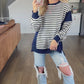 Lonnie Navy Striped Pullover