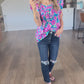 Petals on the Moon Flutter Sleeve Blouse in Royal Pink