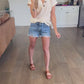 Olivia Openwork V-Neck Short Sleeve Button Top
