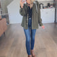 Cord Drawstring Button Up Hooded Shacket