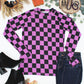 IN STOCK Blair Long Sleeve Top - Black and Purple Checkers