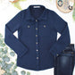 Ryleigh Ribbed Button Down - Navy