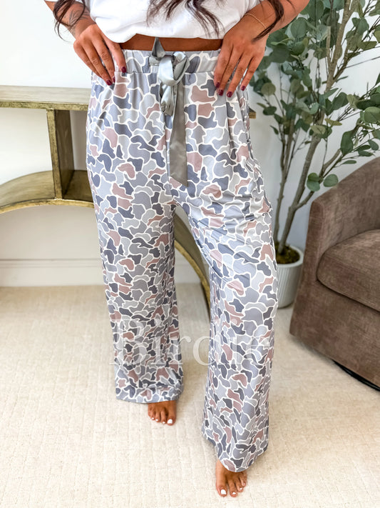 Preorder // Stretchy Lounge Pants Sage Green Duck Camo // ships in about 2-3 weeks