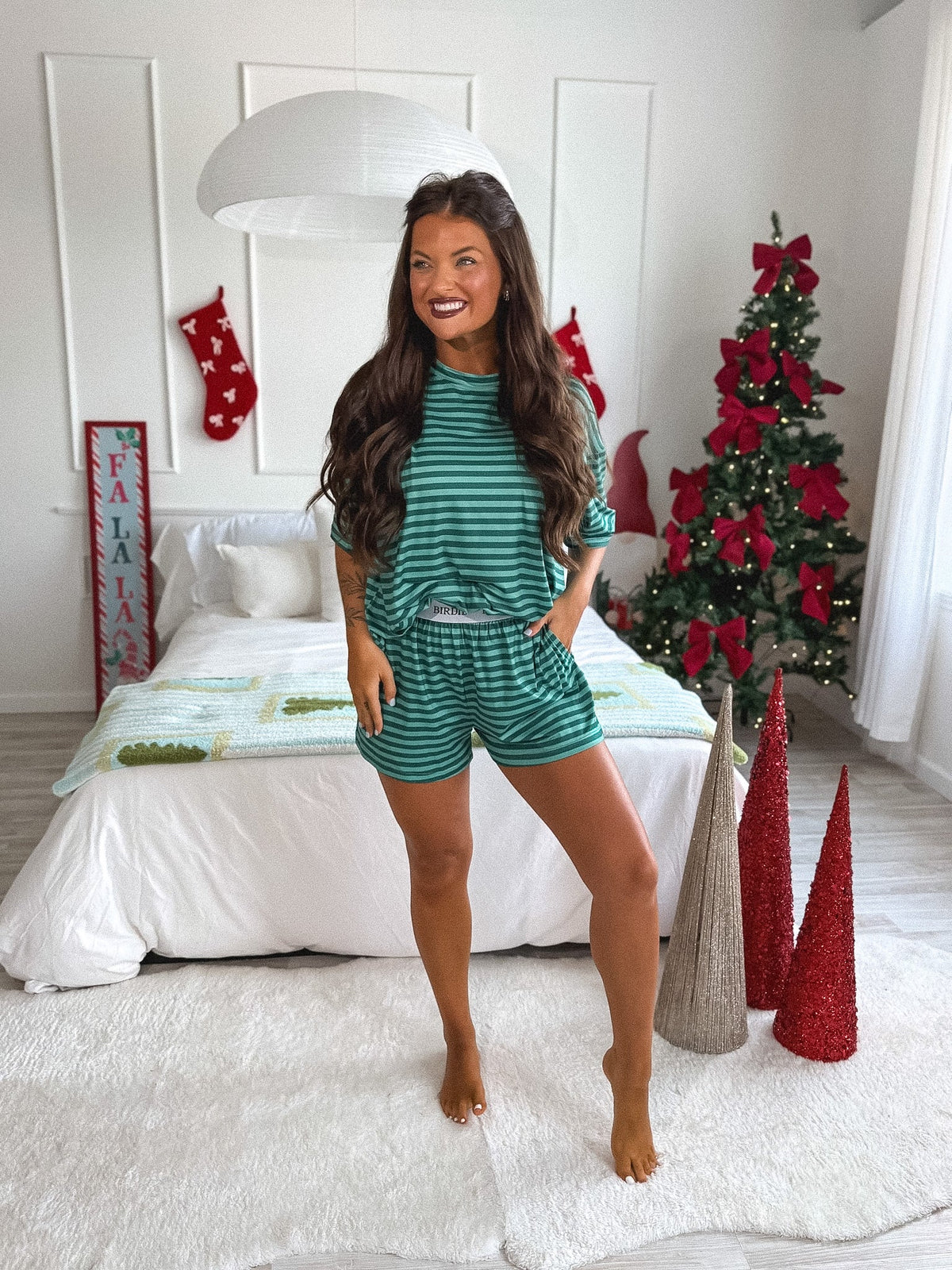 PREORDER: Tee Boxer Short Set in Fir Real Stripe (Sold As Set) // eta Nov - early Dec