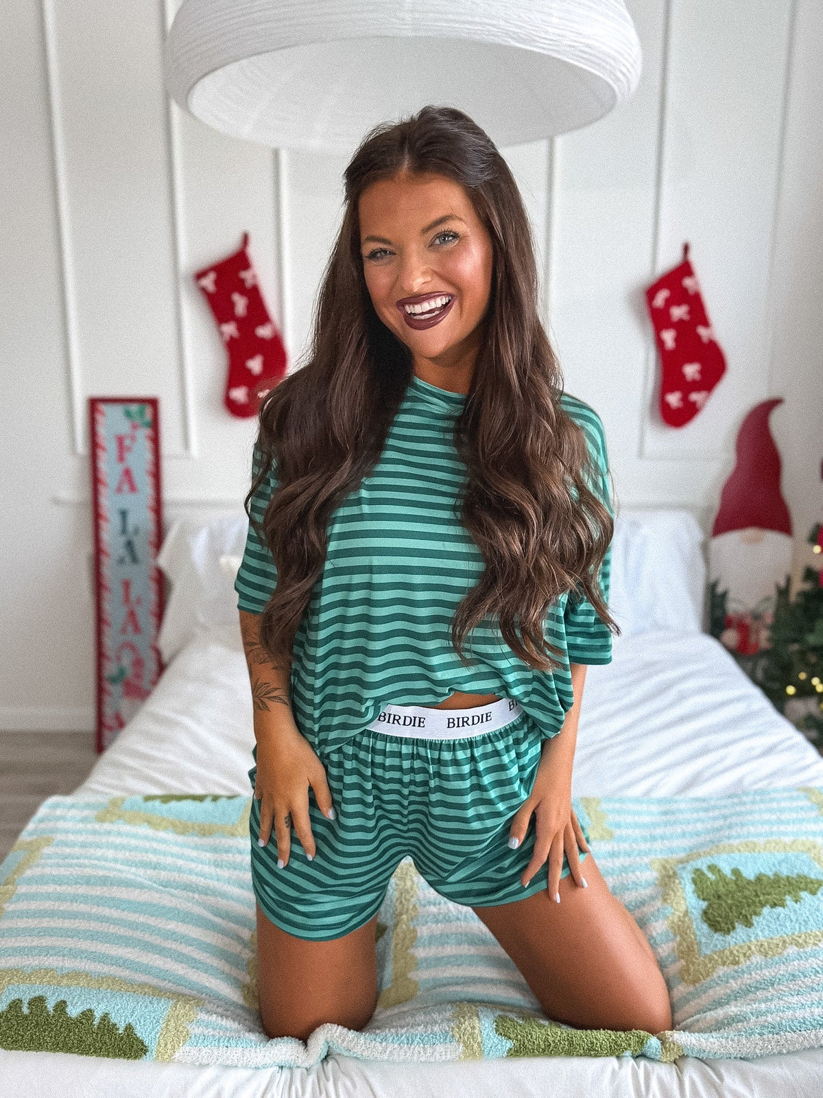 PREORDER: Tee Boxer Short Set in Fir Real Stripe (Sold As Set) // eta Nov - early Dec
