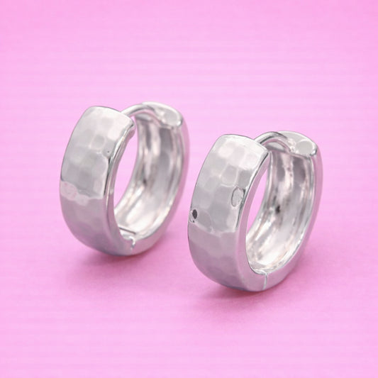 Silver Plated Hammered Huggies // SHIPS IN 1-2 WEEKS