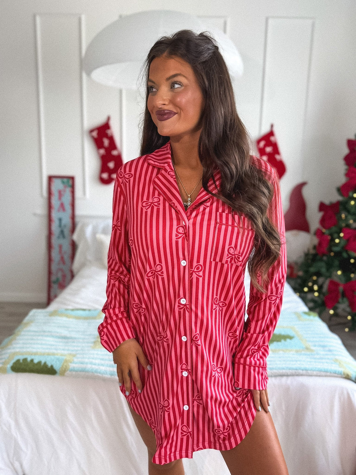 PREORDER: Long Sleeve Sleep Dress in Tied in Tinsel // eta lave Nov - early December