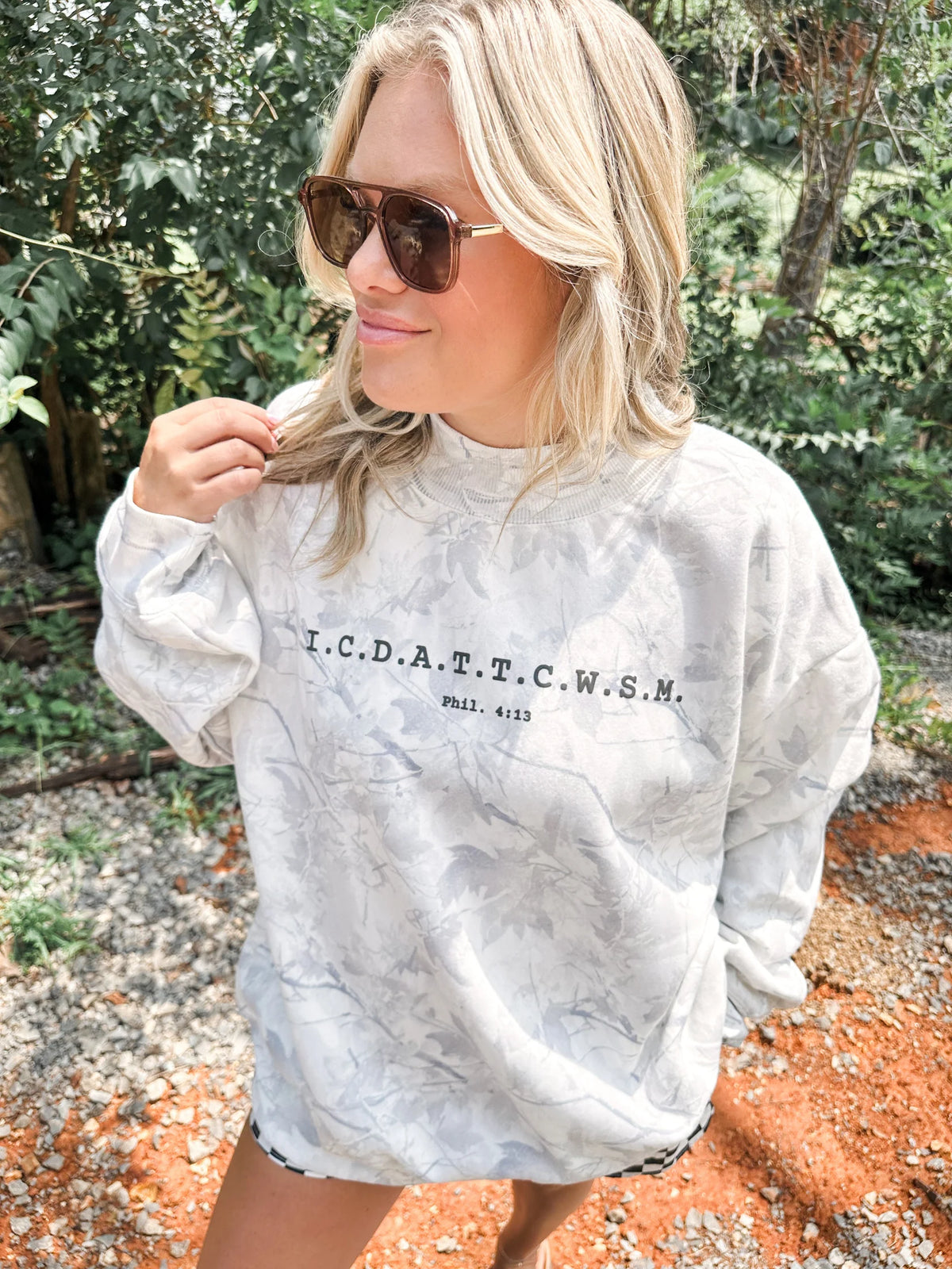 LIMITED STOCK: Phil 4:13 Camo Mockneck Sweatshirt // ships in about a week