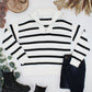 IN STOCK Quarter Zip Striped Pullover - Black and White