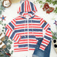 Fullzip Hoodie - Striped Red, White, and Micro Blue Stars
