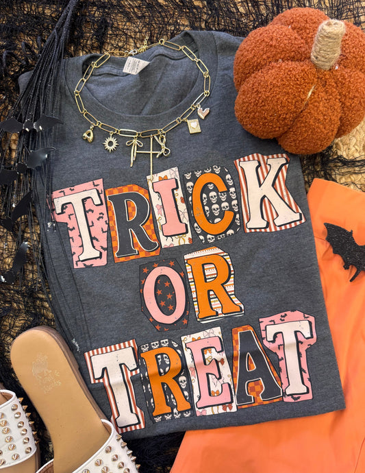 PREORDER: Trick or Treat Patchwork Tee // Ships in 1-2 weeks