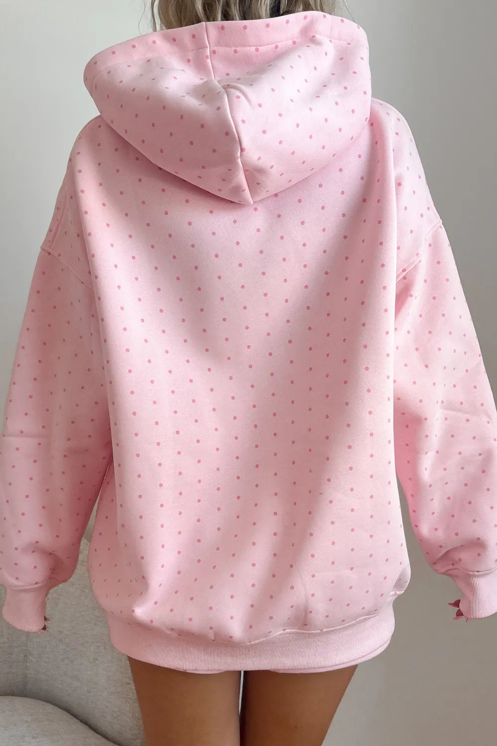PREORDER: // Pink Polka Dot Printed Oversized Hoodie Set // ETA October