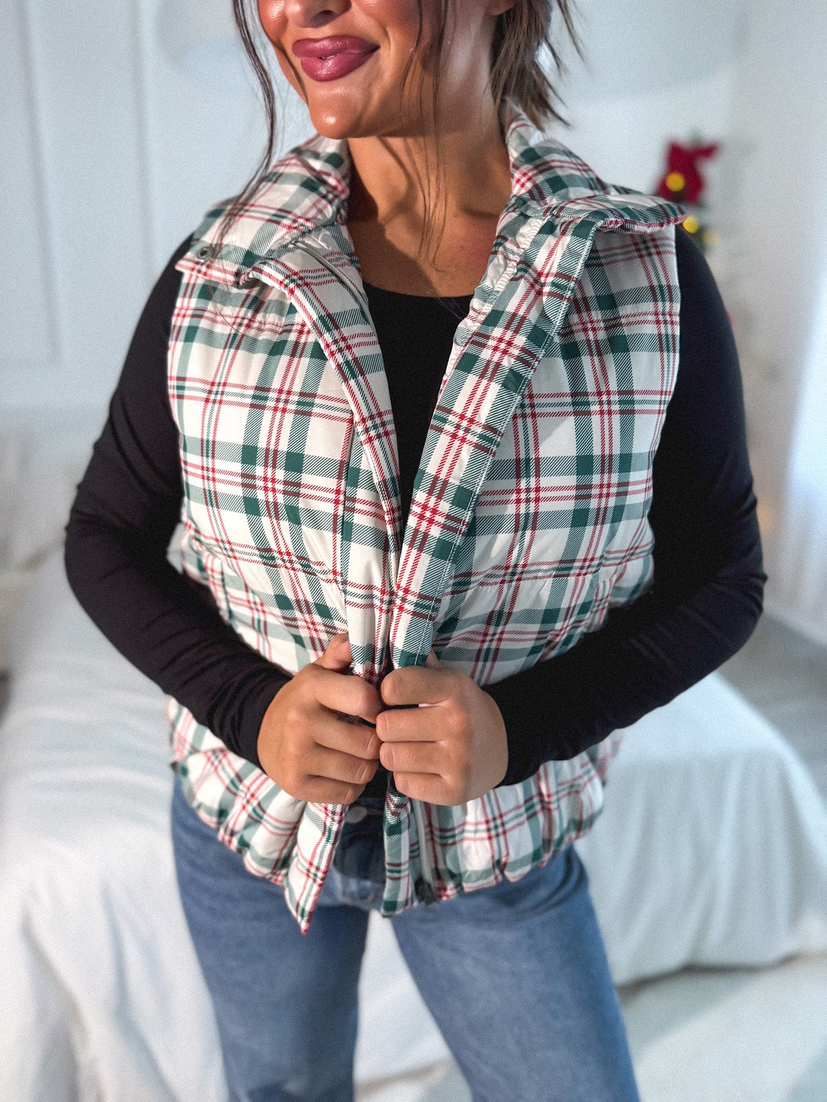 PREORDER: Puffer Vest in Plaid Tidings // eta early December
