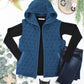 Heather Geometric Hooded Vest - Teal