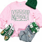 Merry Christmas Stripes Sweatshirt in Pink