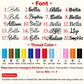 Font and thread color chart: fonts 1-20, thread colors A-L