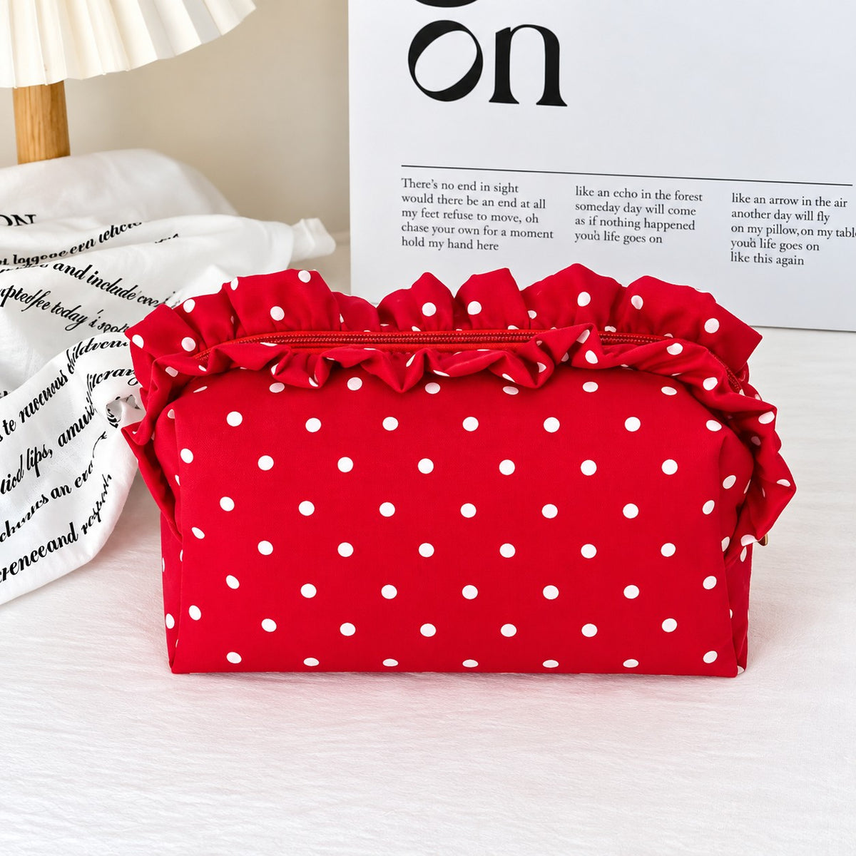Custom Polka Dot Ruffle Zipper Bag