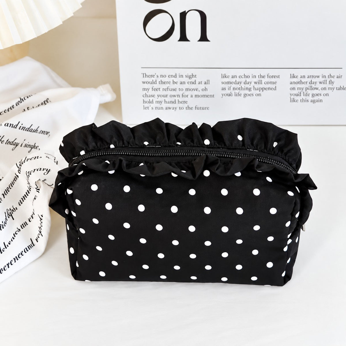Custom Polka Dot Ruffle Zipper Bag