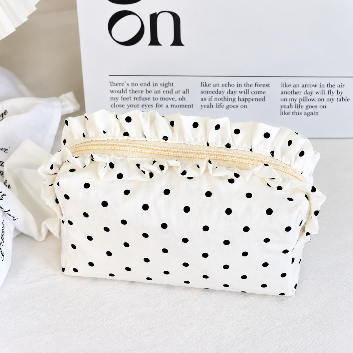 Custom Polka Dot Ruffle Zipper Bag