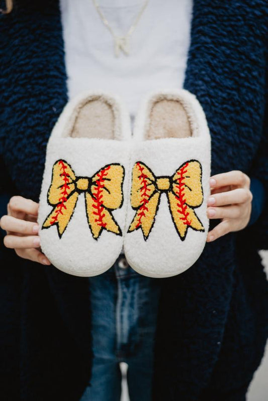 FLASH DEAL // Softball Bow Slippers // SHIPS IN 1-2 WEEKS
