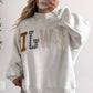 SHIPS FREE TODAY // WWJD Mixed Pattern Embroidered Mock Neck Sweatshirt - Gray