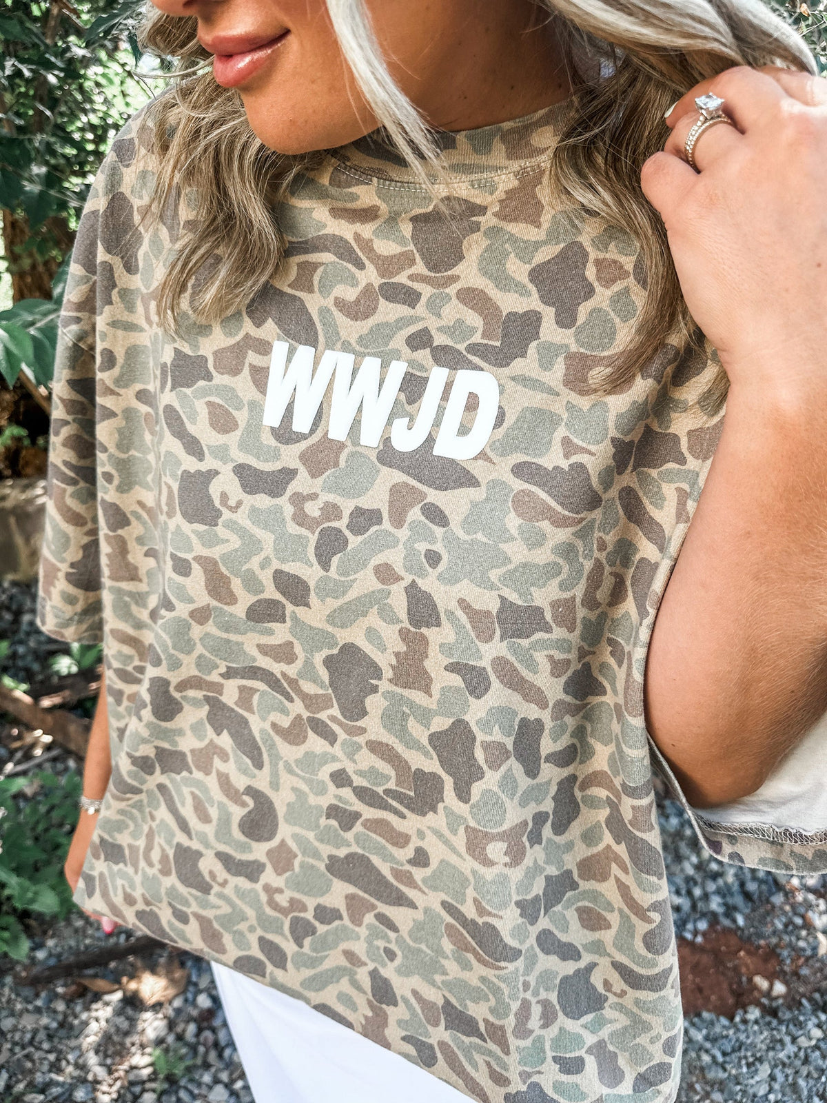 WWJD Duck Camo Graphic Tee // ships in about a week