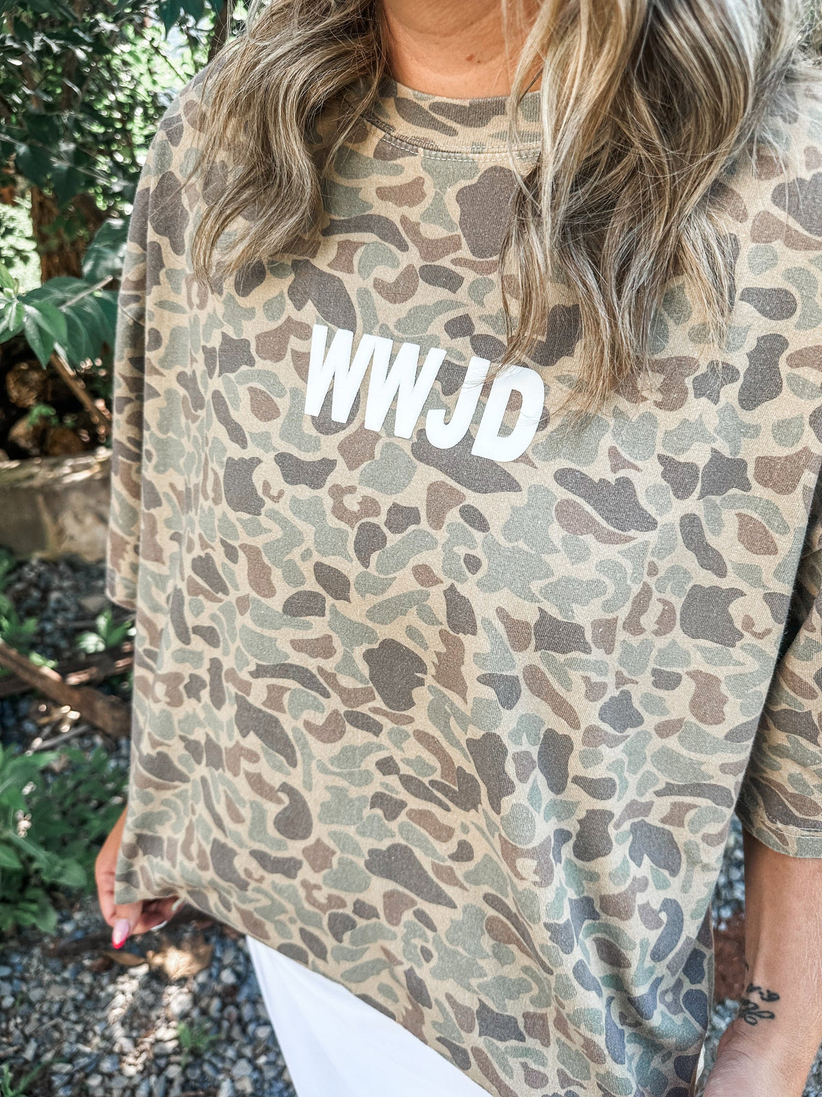 WWJD Duck Camo Graphic Tee // ships in about a week