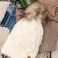 Cable Knit Cuffed Beanie In Ivory