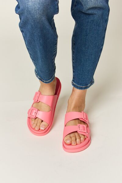 Perfectly Pink Double Buckle Open Toe Sandals